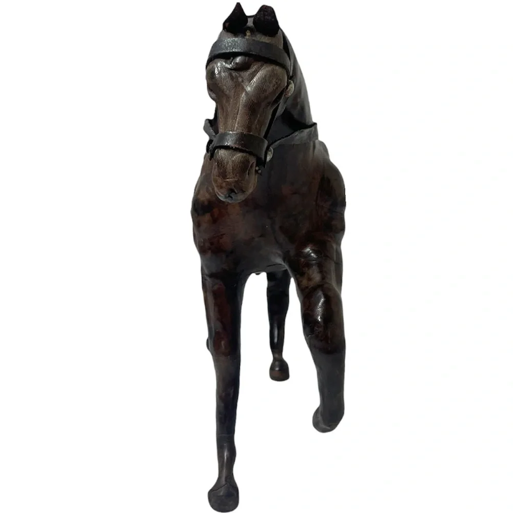Antique Horse Vintage Leather Art Sculpture Collectible Ranch Farm Office Decor